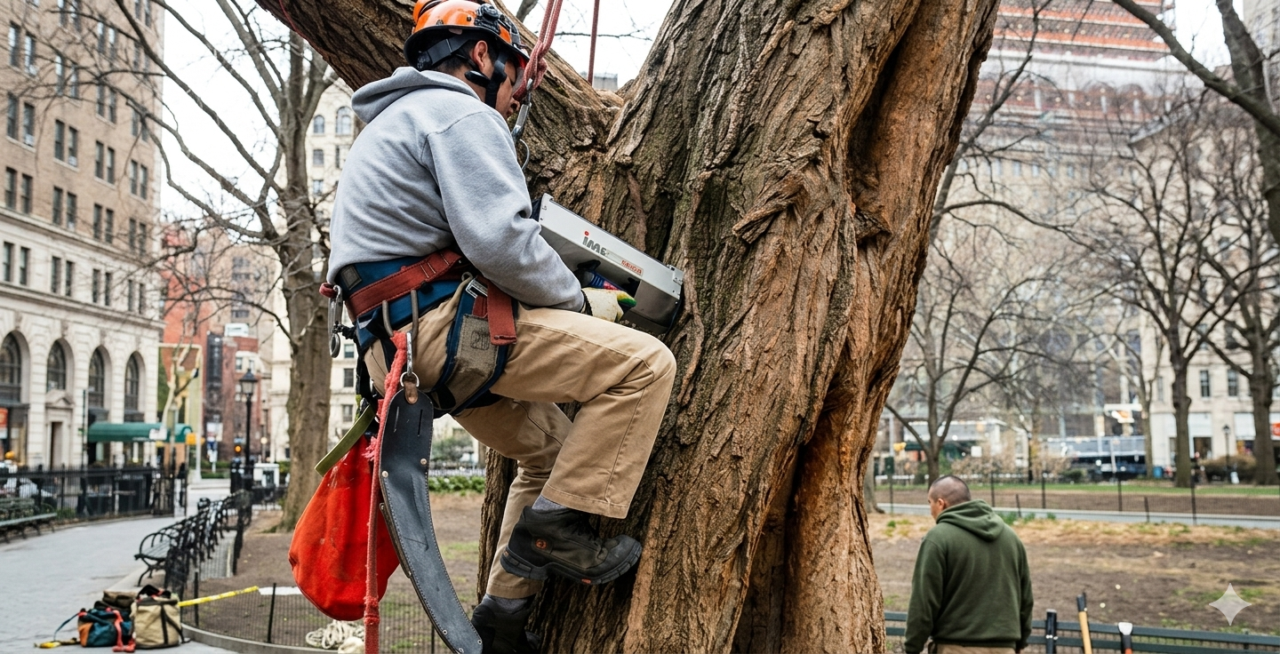 ISA Certified Arborist Inspecting a Tree in Manhattan